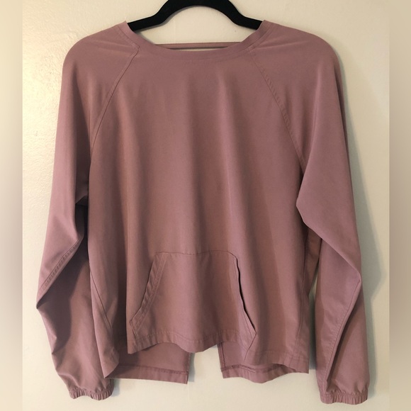 Victoria Sport Mauve Long Sleeve Front Pocket, Deep V Back - Picture 1 of 7